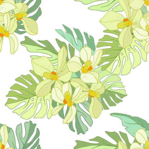 Seamless pattern of exotic flowers Vector Image
