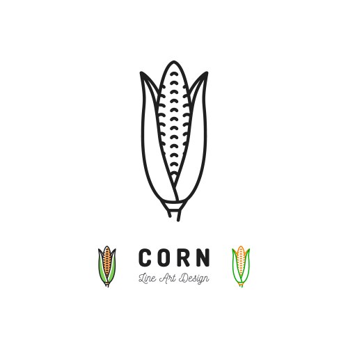 Hand drawn corn sweet maize cobs grains Royalty Free Vector