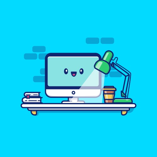 Computer Led Light Cartoon Computer with lamp cartoon Royalty Free Vector Image