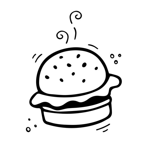 Doodle Hamburger Sketch - Fast Food Vector Image