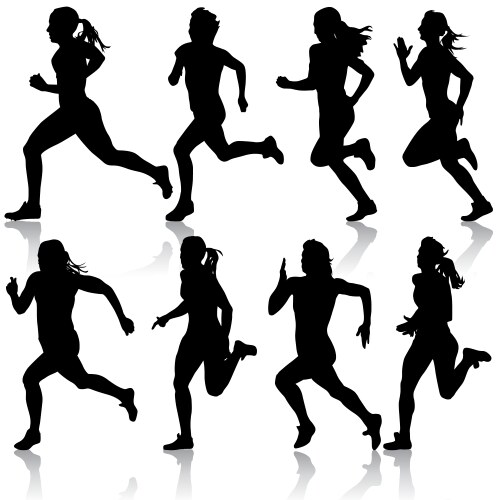 Silhouettes of Runners Sprinting Vector Image