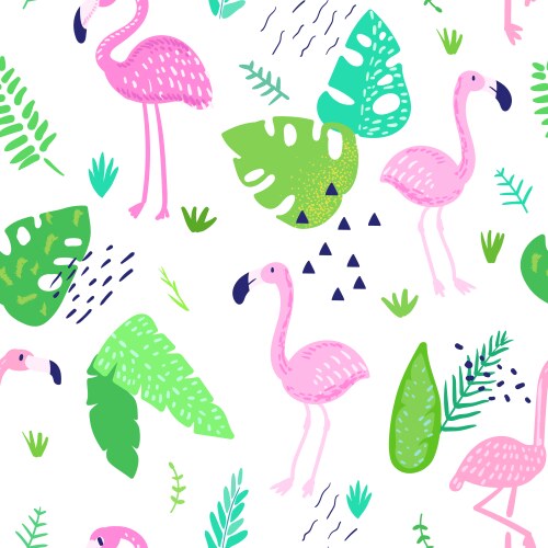 Tropical Flamingo Pattern Vector Image