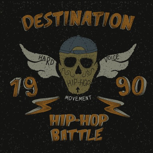 Vintage label with skull for hip-hop design Vector Image