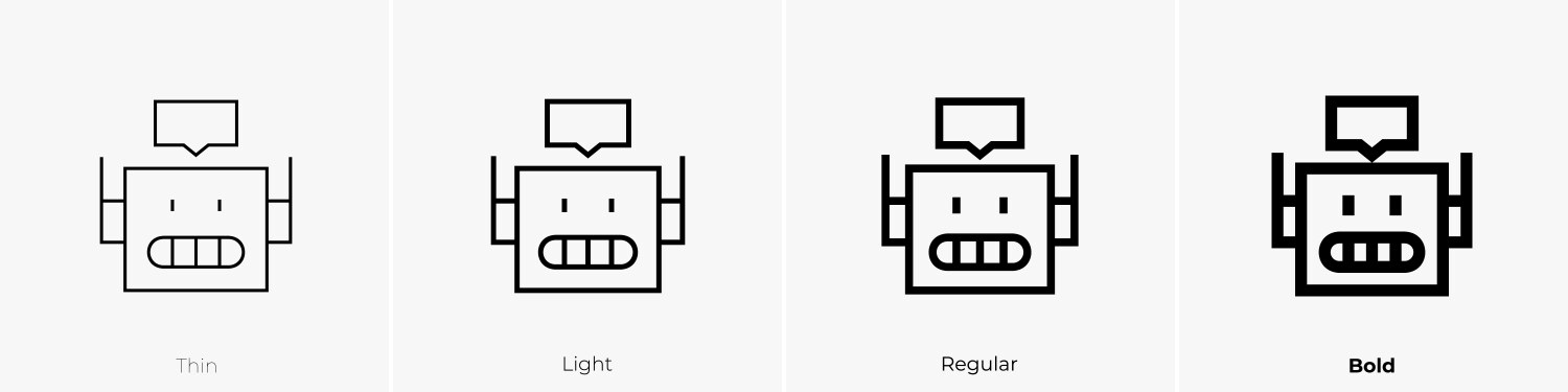Chatbot icon thin light regular and bold style Vector Image
