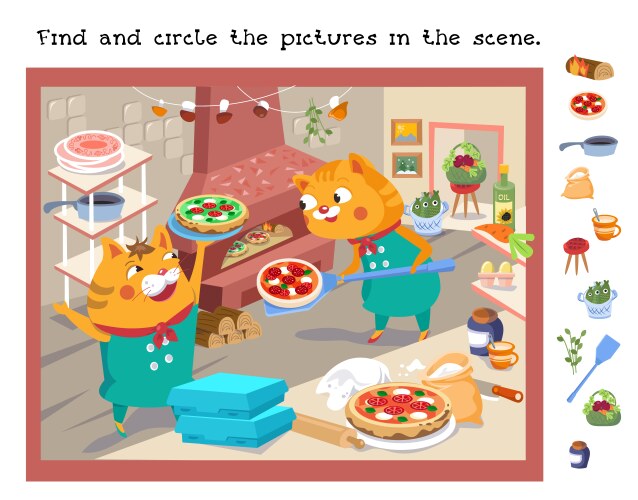 find and circle hidden objects educational game vector image