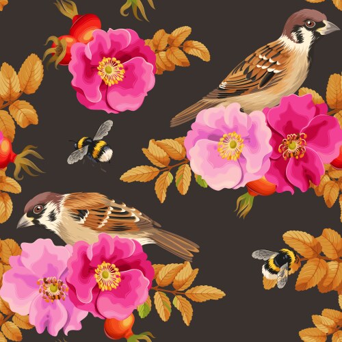 Seamless pattern with pink roses Royalty Free Vector Image