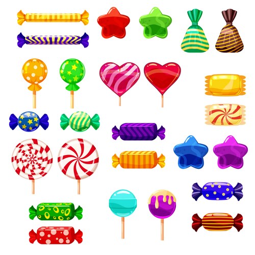 Set single cartoon candies lollipop candy Vector Image