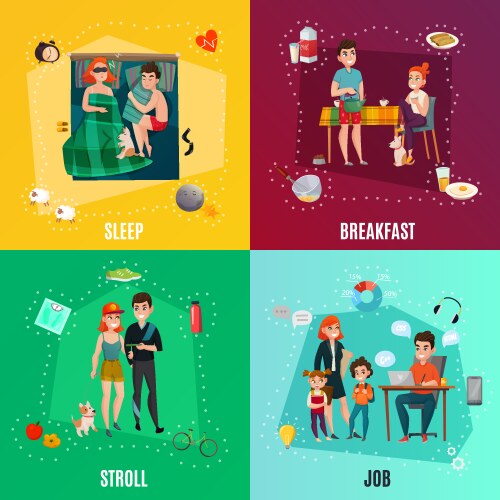 couple in daily routine concept vector