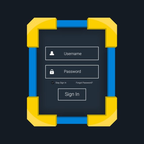 Modern login ui design with colorful frame vector image