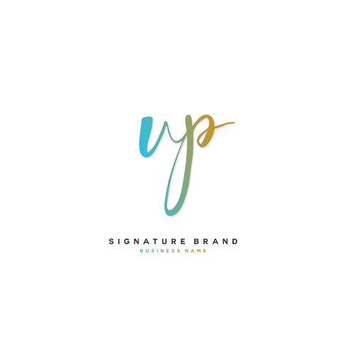 V p vp initial letter handwriting and signature Vector Image