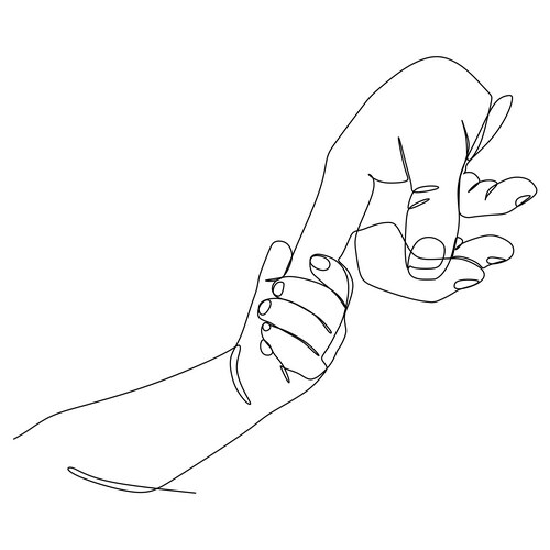 Parent and Child Hand Hold Vector Image
