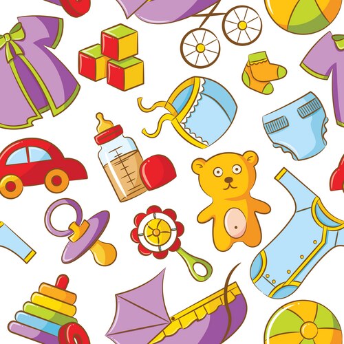 Cute Baby Doodle Pattern Vector Image