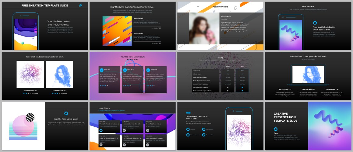 minimal presentations portfolio templates vector image