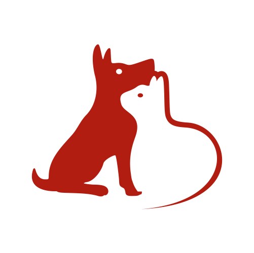 Dog and Cat Symbol Logo - Negative Space Vector Image