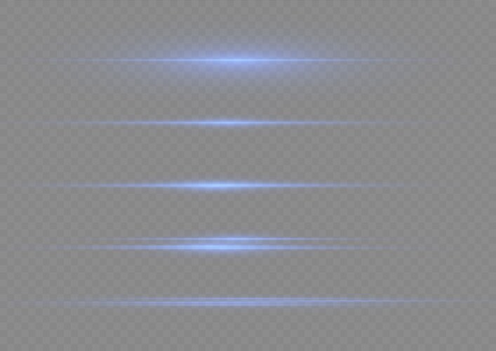 Blue neon glowing rays set horizontal light line Vector Image