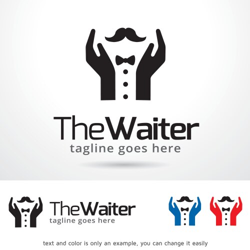 waiter logo template vector