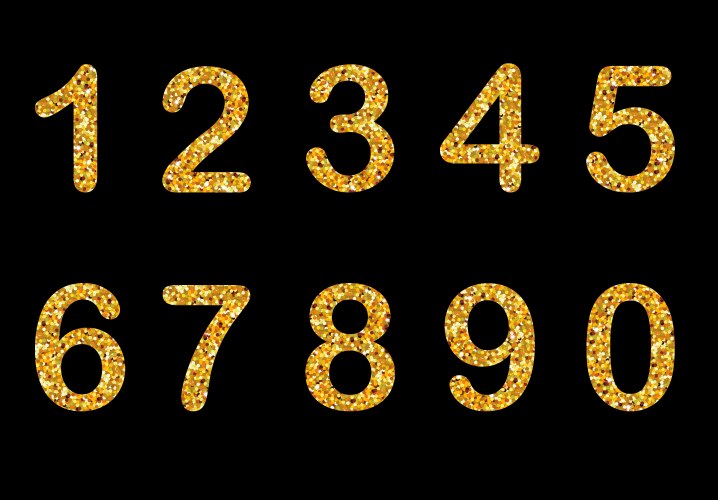 Gold sparkling numbers isolated vector image