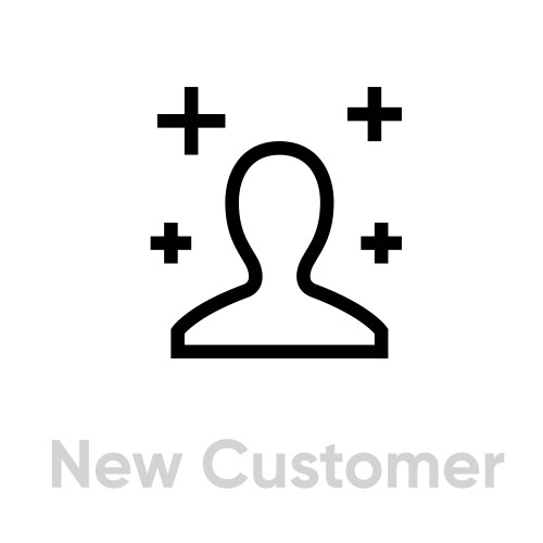 Plus customer icon editable line Royalty Free Vector Image