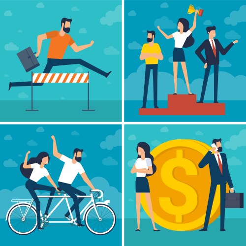 Young man and woman doing business vector image