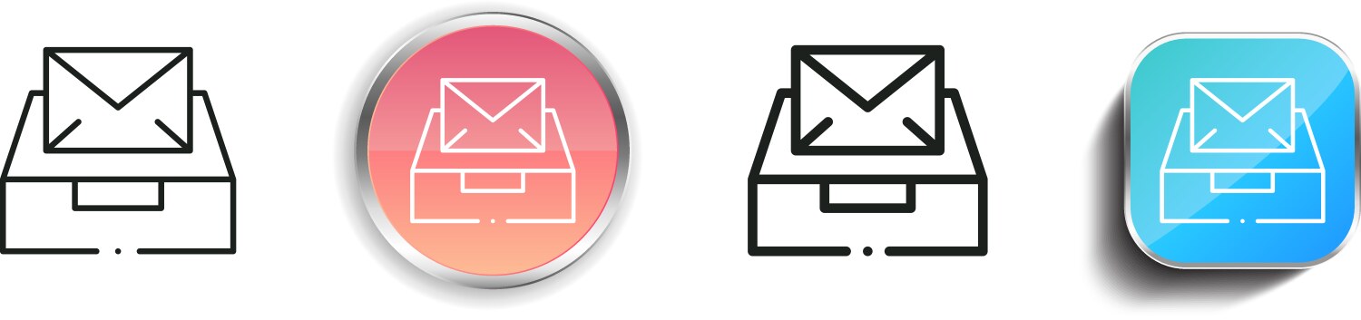 Inbox icon thin linear regular and button style vector image