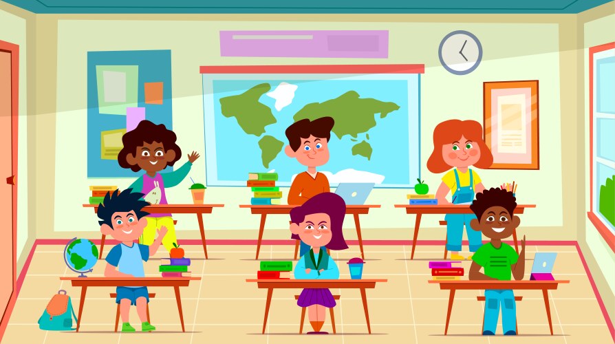 kids in classroom primary school happy children vector