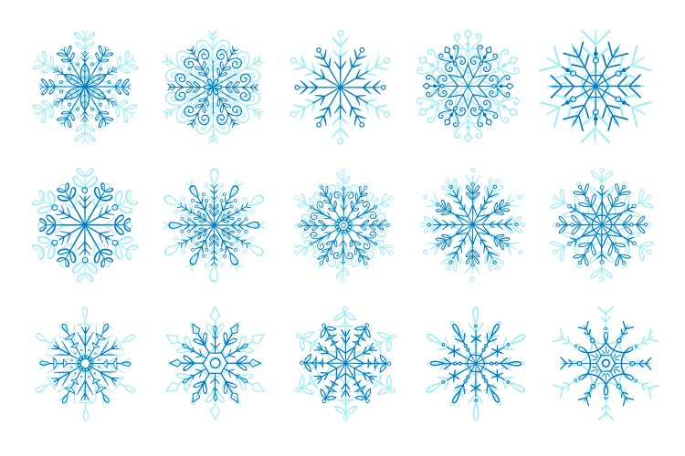 Realistic snowflake icon set Royalty Free Vector Image