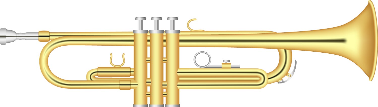 Gold trumpet icon realistic style Vector Image