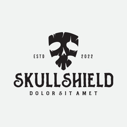 Dark defense shield skull logo pirate design icon Vector Image