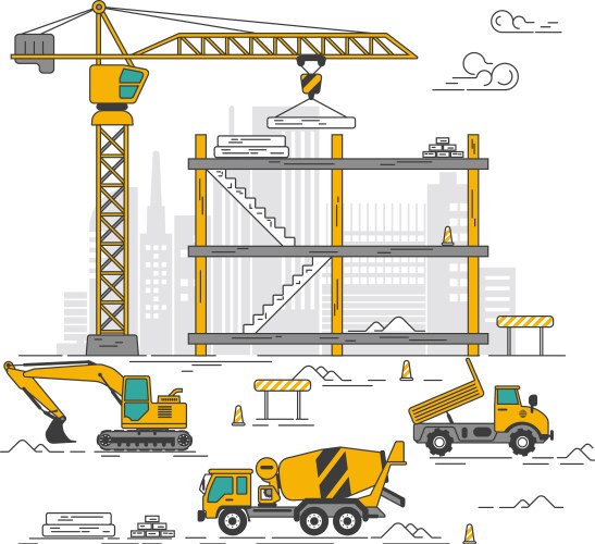 Flat design construction site sign Royalty Free Vector Image
