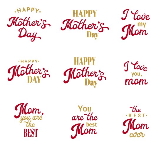 Mothers Day Hand Lettering Set Vector Image
