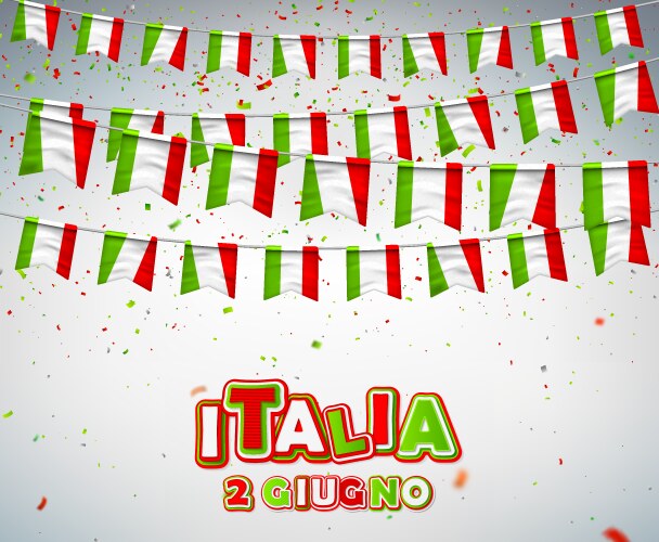 colorful flags italy with confetti vector image