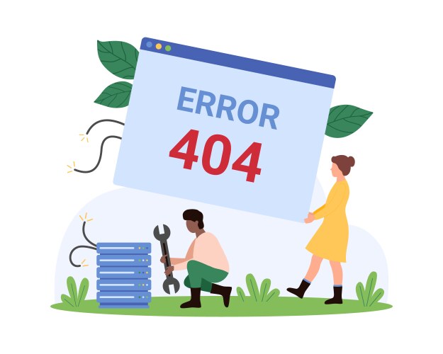 Error 404 page not found notification tiny vector image