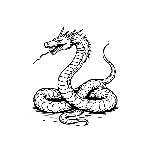 Intricate mythical serpent showing its scales Vector Image