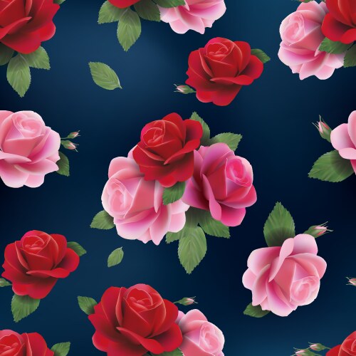 Red Rose Seamless Floral Pattern Vector Image