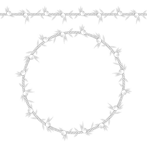 seamless pattern and frame of cord with juniper vector image vector image