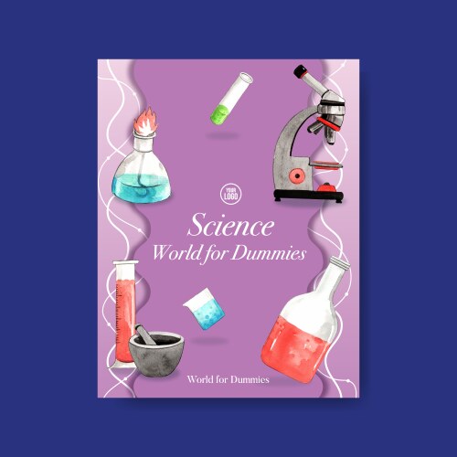 Science cover book design with microscope test vector image