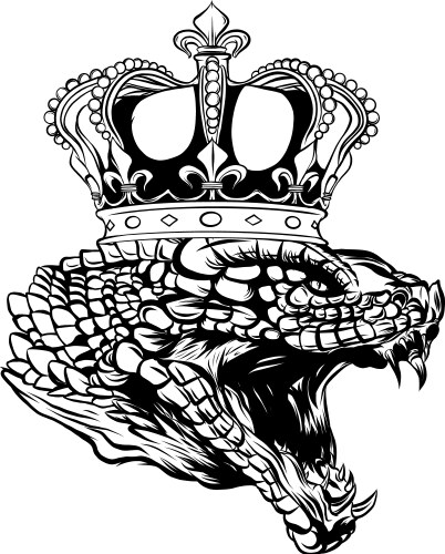 Vintage Snake with Crown Tattoo Vector Image