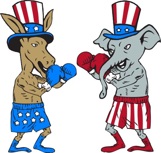 Donkey vs Elephant Boxer Vector Image