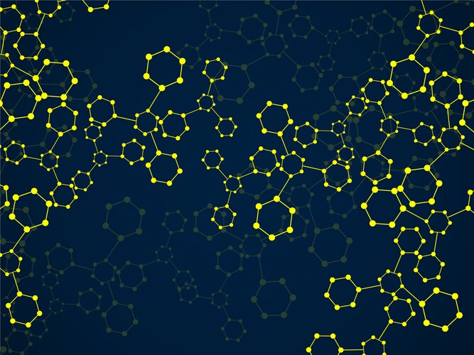 Colorful hexagonal molecular structure with dna – Royalty-Free Vector ...
