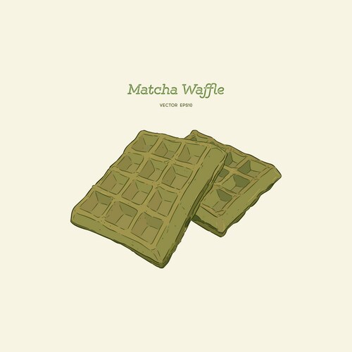 Matcha waffles hand draw sketch Vector Image