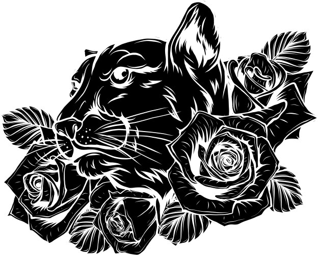 Black silhouette of panther Vector Image