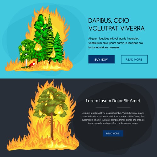 Forest fire in landscape damage Royalty Free Vector Image