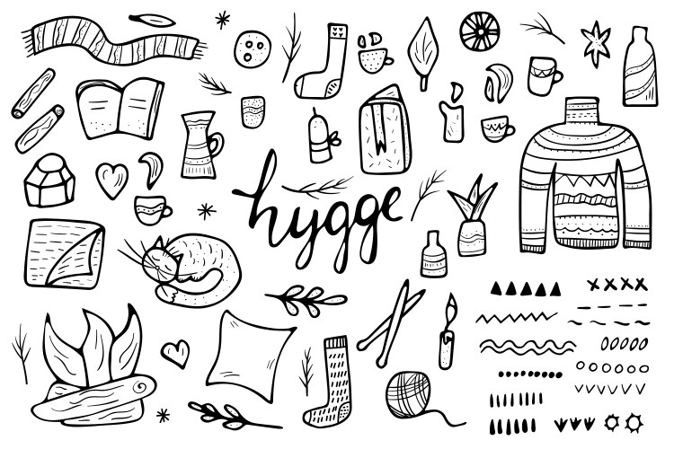 Hygge Comfort Symbols Vector Image