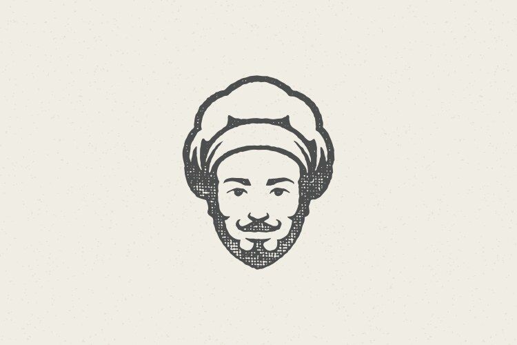 Logo icon head smiling male cook silhouette vector image