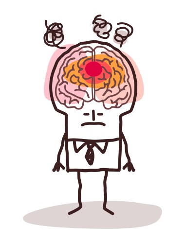 Cartoon man with big brain and fever vector image