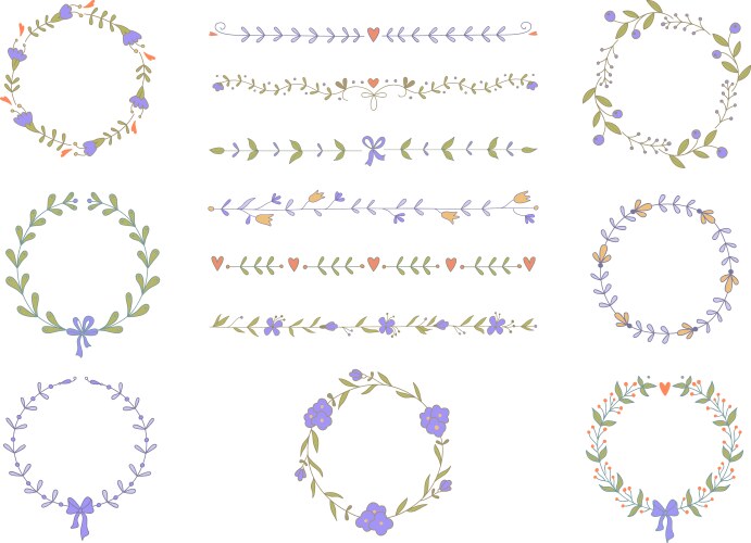 Floral Wreath & Border Collection Vector Image