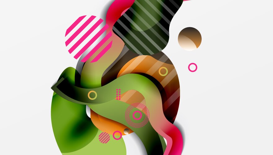 Abstract colorful shapes overlap creating dynamic vector image