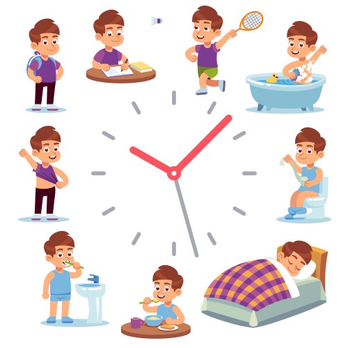 daily routine clocks vector