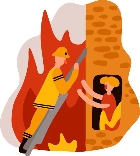 Fire fighting flat poster Royalty Free Vector Image
