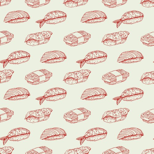 Seamless background with sketch sushi Vector Image